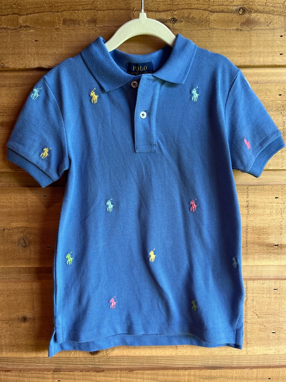 POLO BY RALPH LAUREN - Kids Blue Embroidered Pony Polo Logo Shirt in Blue 5T